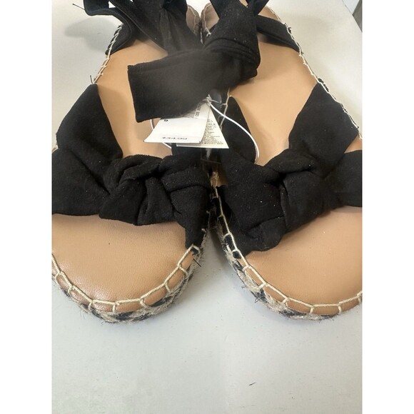 Sueded Lace Up Platform Black Espadrilles Size 9 - Picture 5 of 5